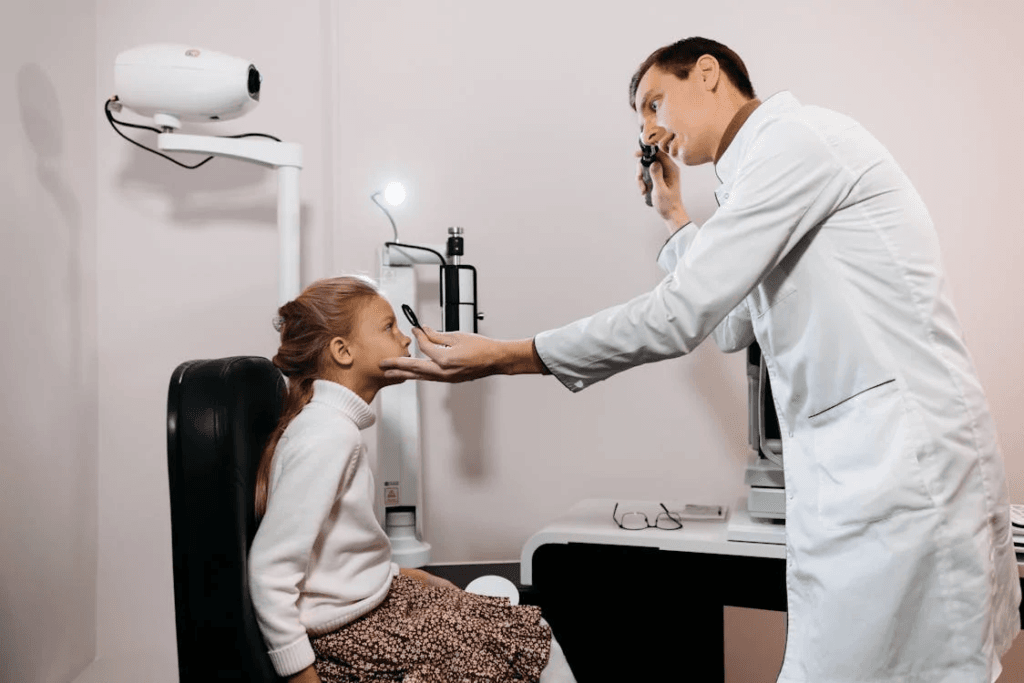 a patient with their ophthalmologist