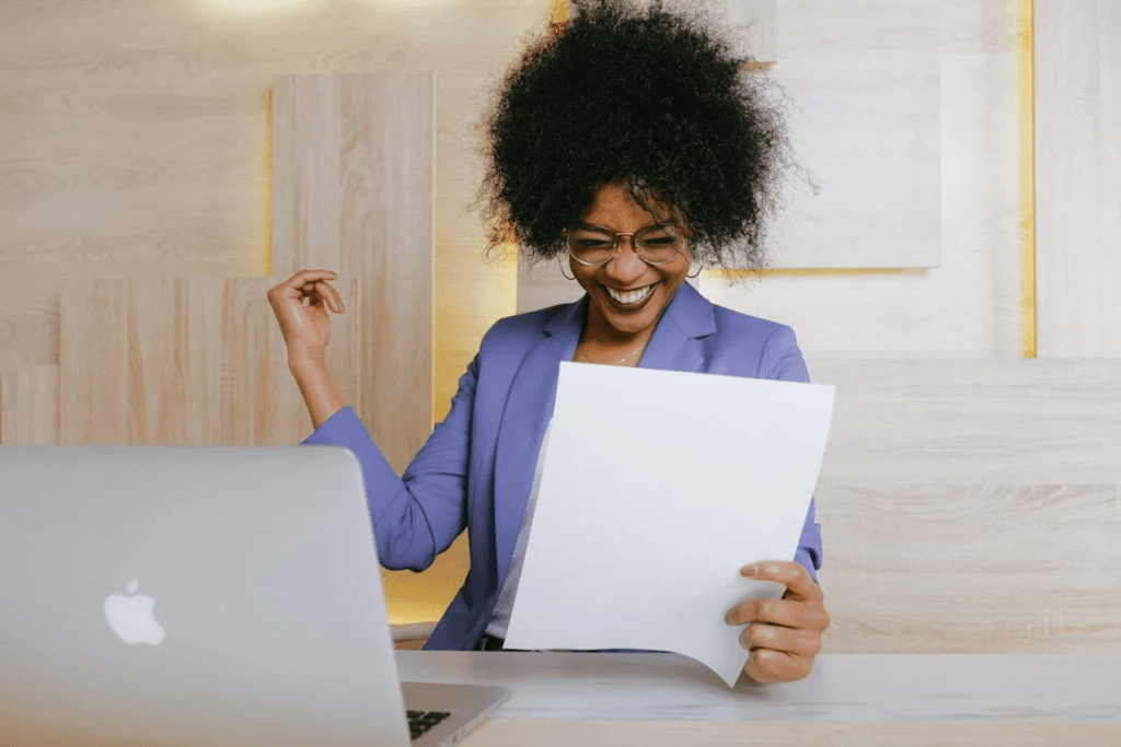 A person holding a paper