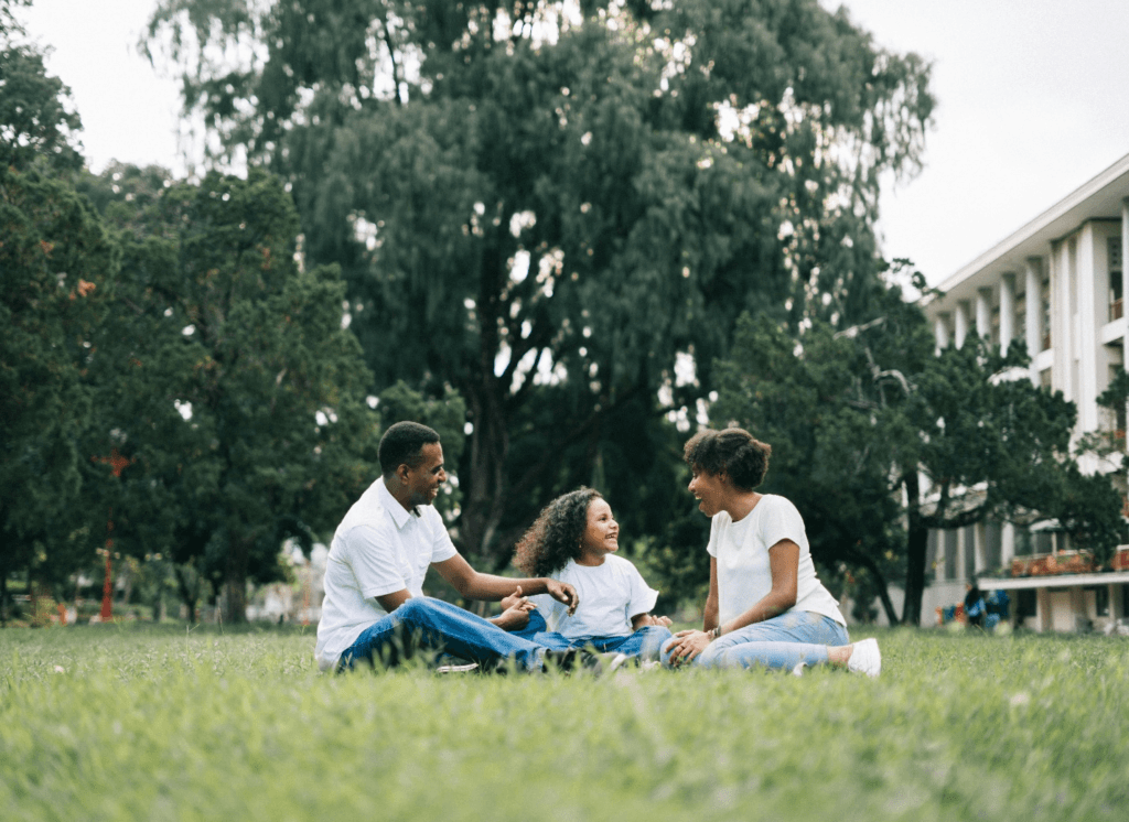 Family spending time outside
