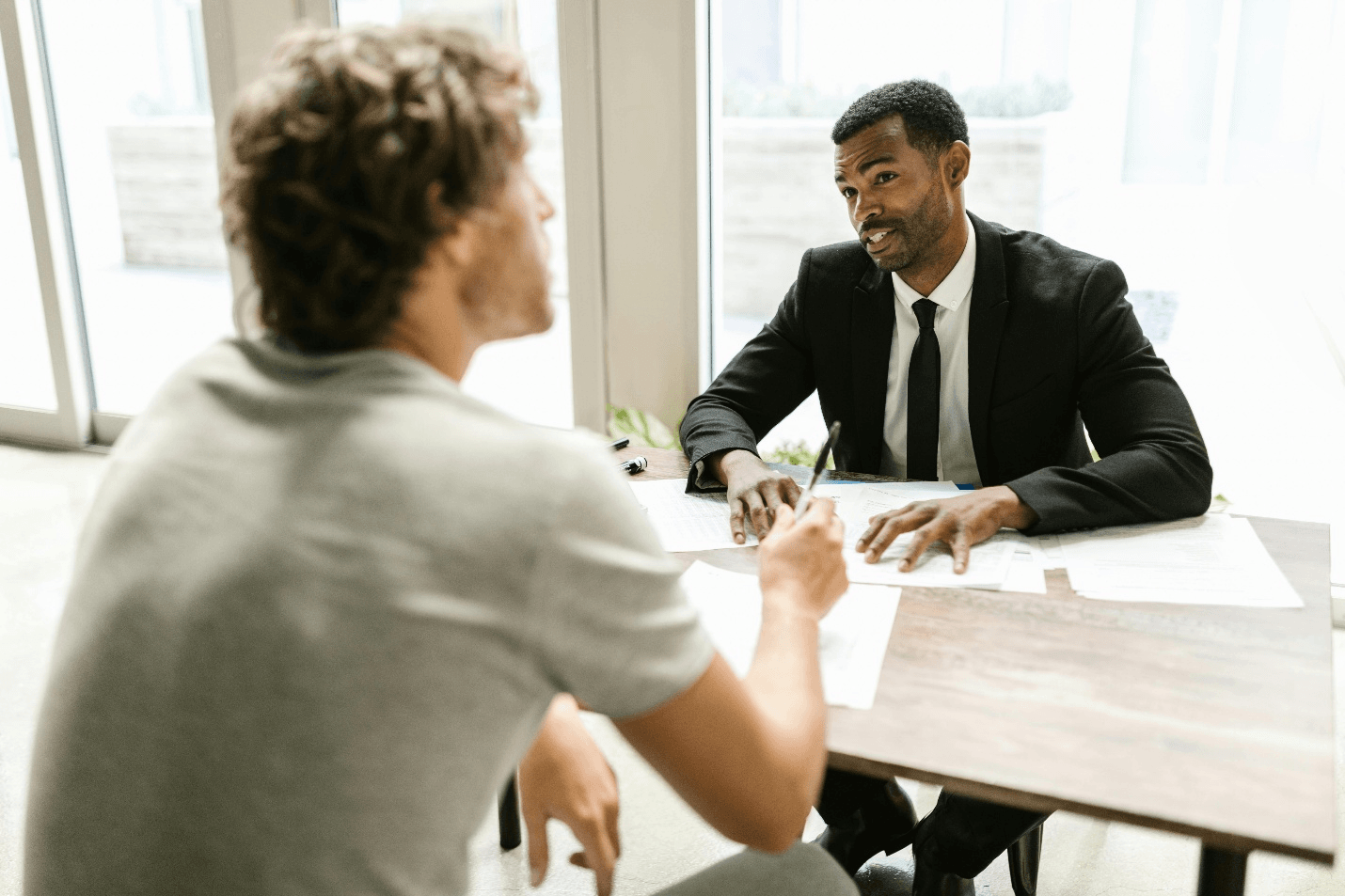 Person talking to an insurance agency