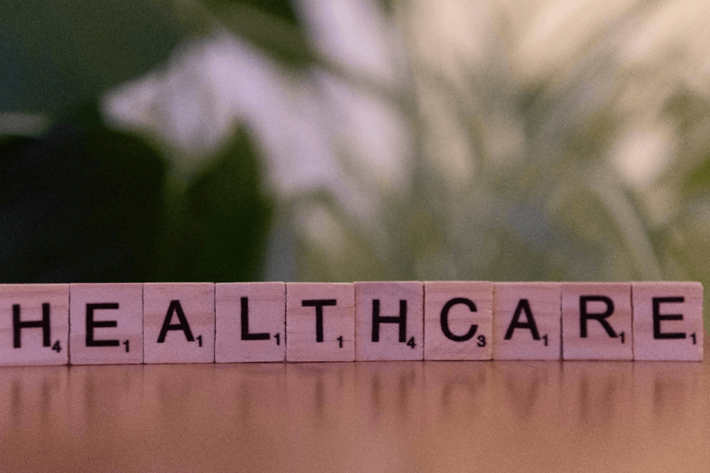 “Healthcare” written on scrabble tiles