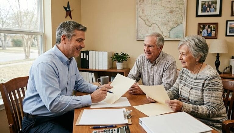Wilkerson Insurance Agency owner discussing home health care insurance costs and long-term care planning with a Texas couple.